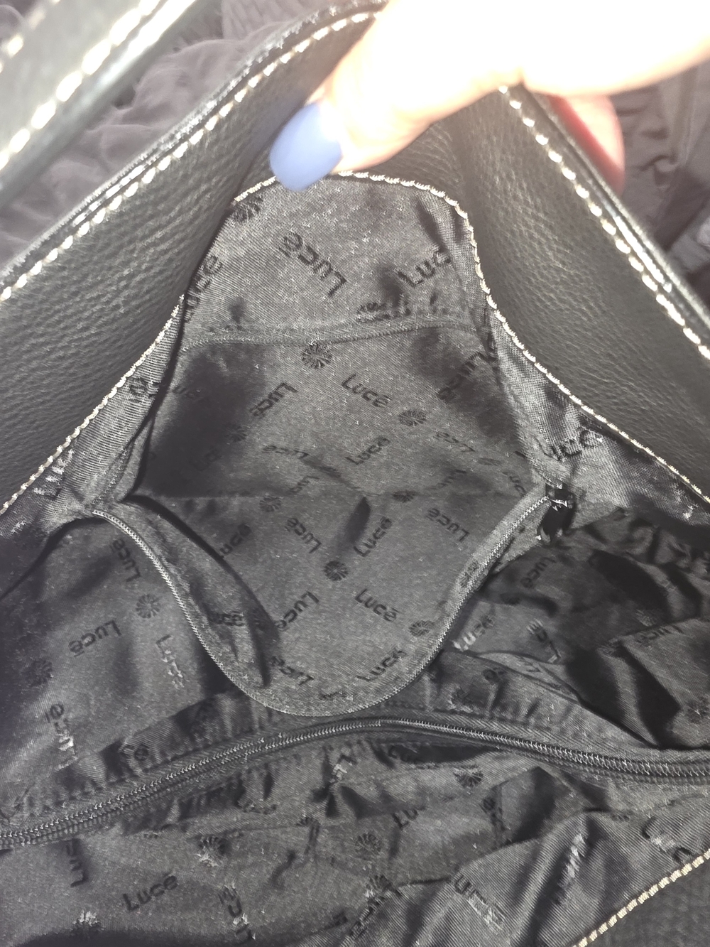 Luce Black Pebbled Leather Shoulder Bag with Decorative Medallion Accent - Picture 13 of 13